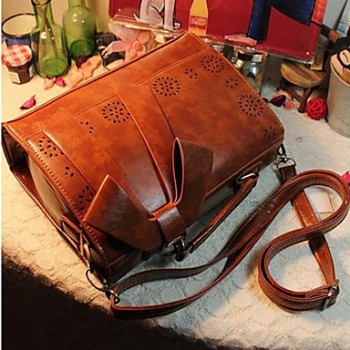 Vintage Bow Decor Hollow Hem Satchel/Crossbody Bag